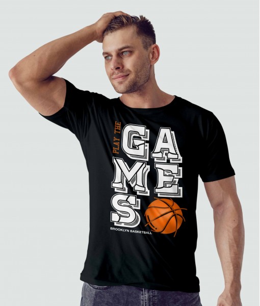 Мъжка тениска с щампа Спортни Илюстрации Play the game